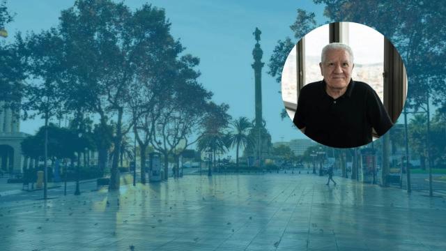 Montaje de Lluís Bassat con Barcelona de fondo