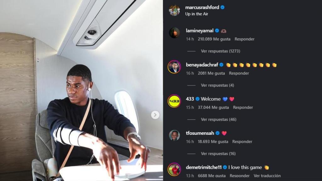 Lamine Yamal da la bienvenida a Marcus Rashford en Instagram