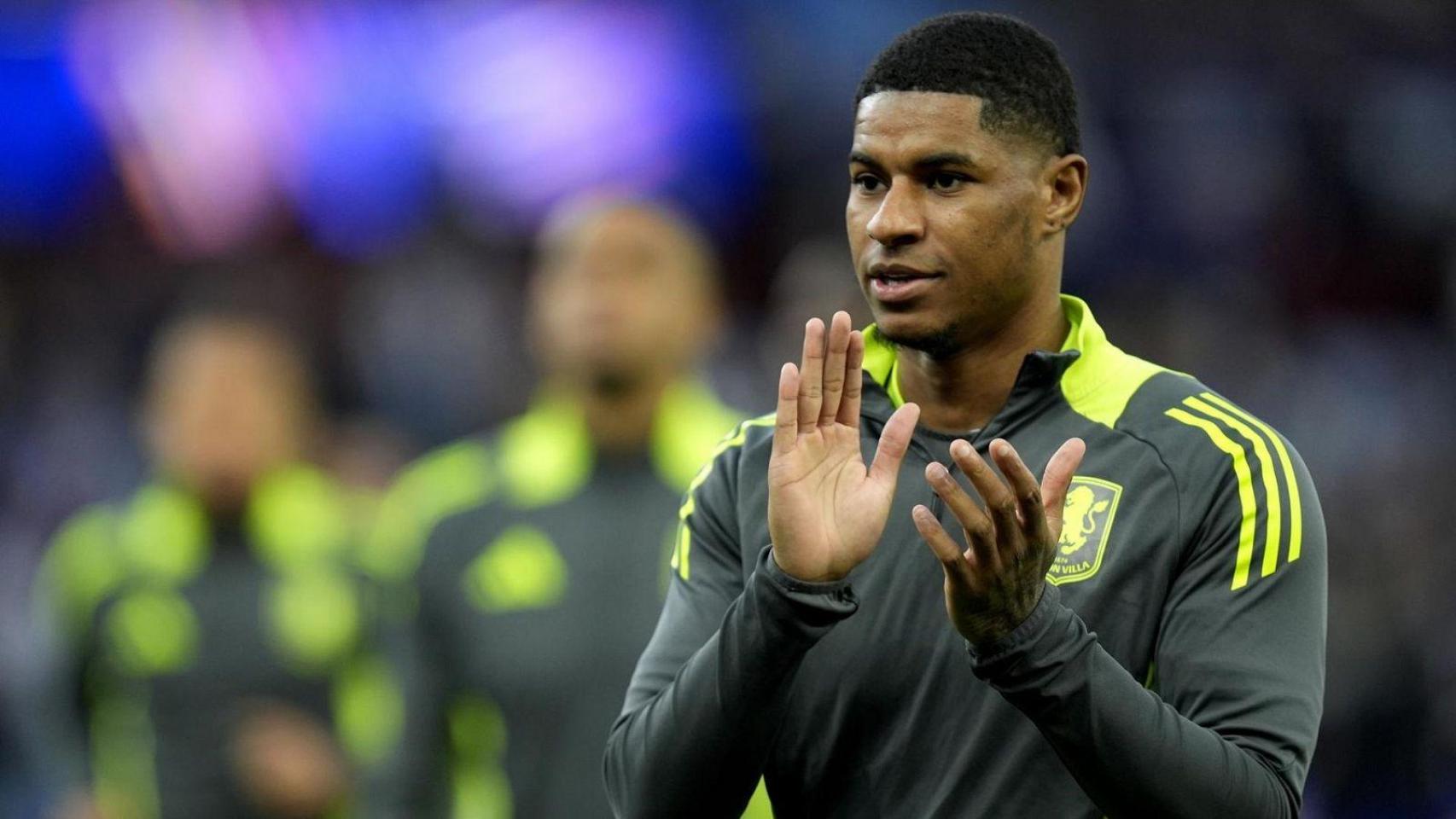 Marcus Rashford, con el chándal del Aston Villa