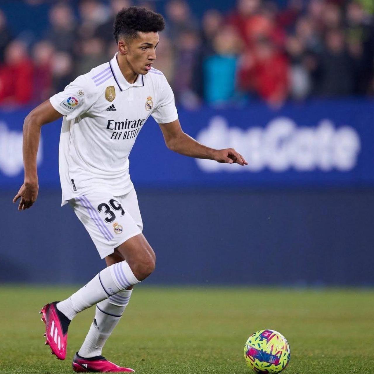 Álvaro Rodríguez en su debut con el Real Madrid en La Liga