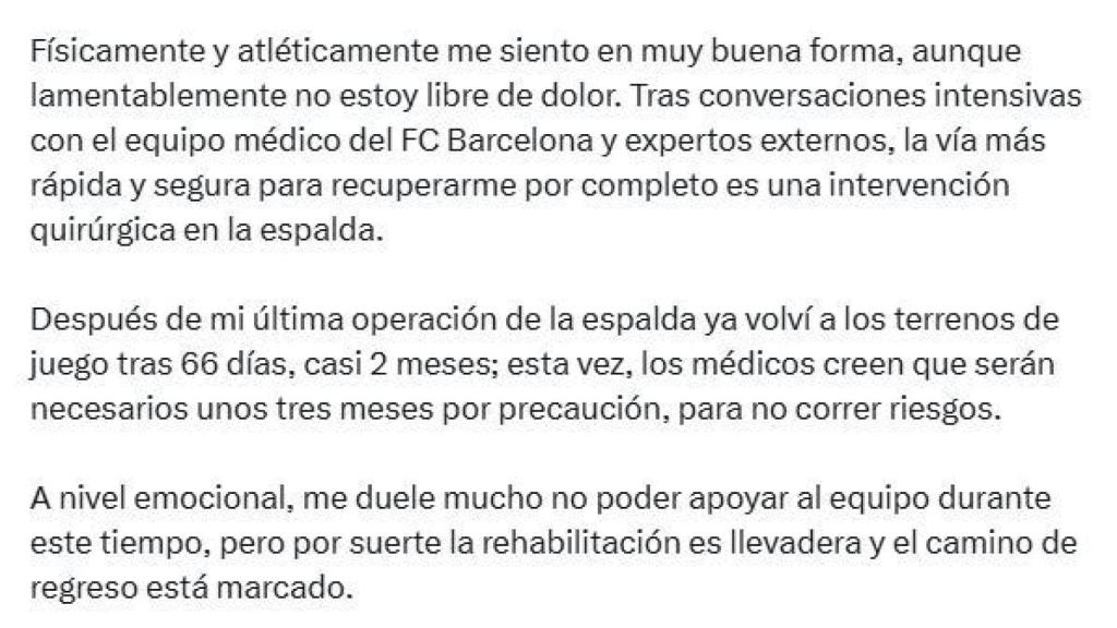 El comunicado de Marc-André ter Stegen sobre su lesión