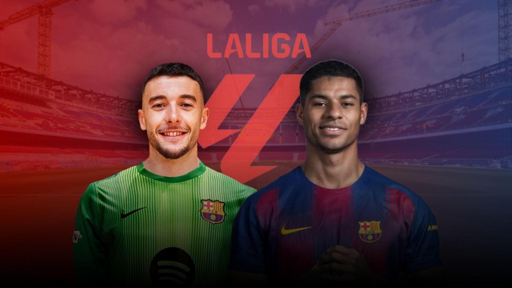 Joan García y Marcus Rashford en un montaje con el logo de La Liga