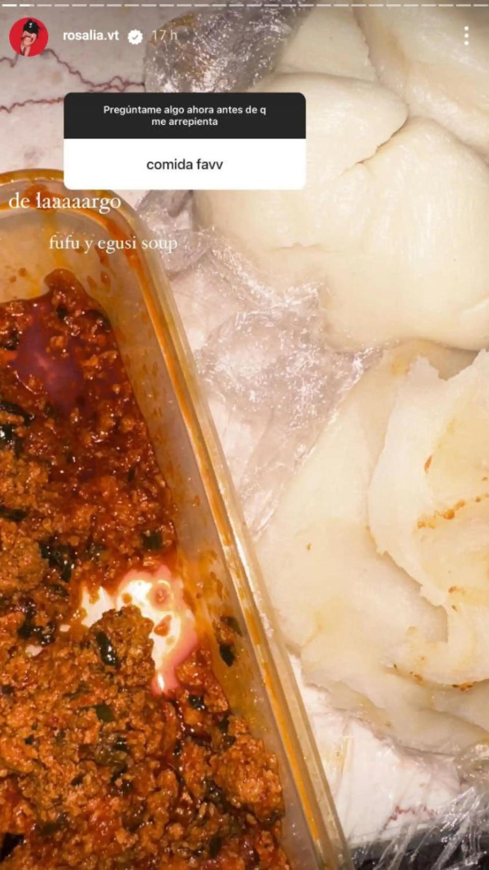 Captura de pantalla de la història de xarxes socials de Rosalía