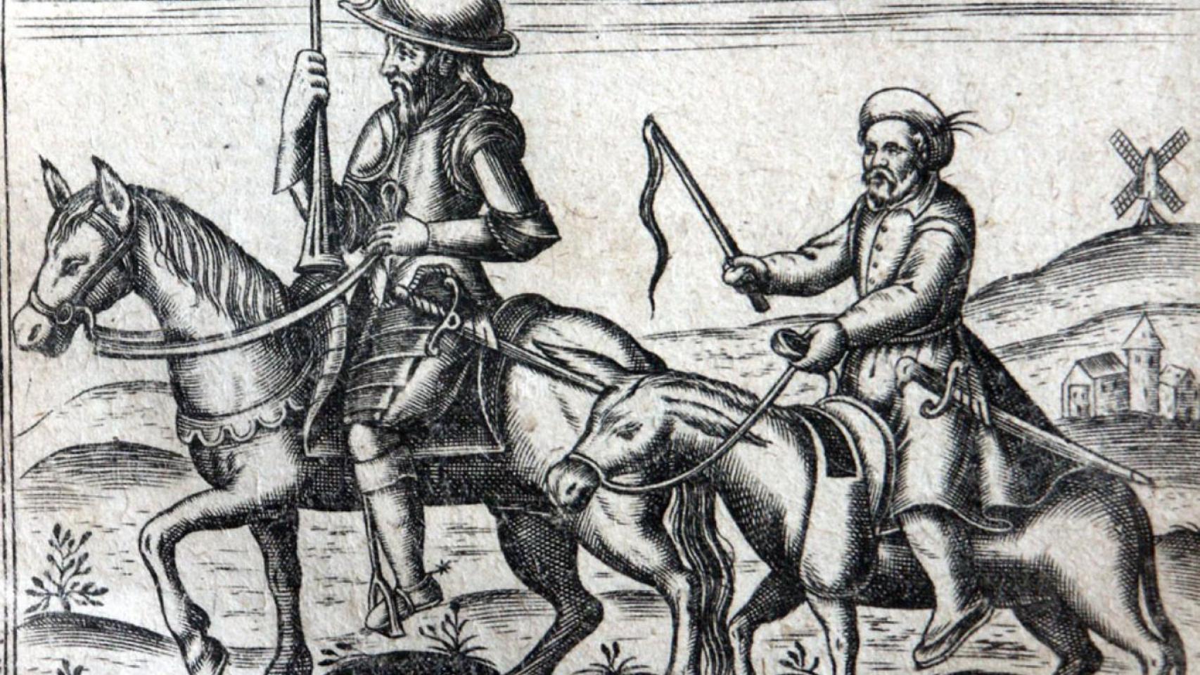 Salida de Don Quijote y Sancho en busca de aventuras (1618).