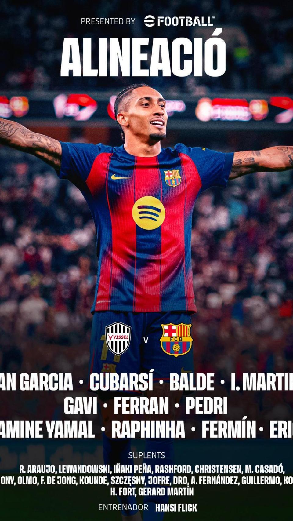 alineación del Barça ante el Vissel Kobe