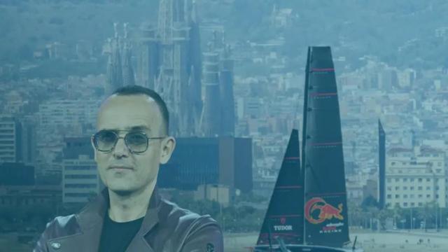 Montaje de un imagen de Risto Mejide y la ciudad de Barcelona