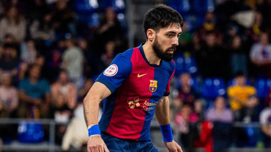 Eric Martel, durante un partido con el Barça de fútbol sala