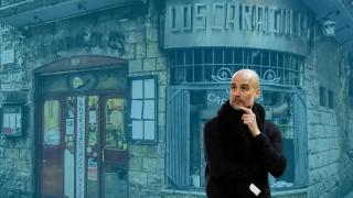 Montaje de Pep Guardiola y el restaurante de Los Caracoles
