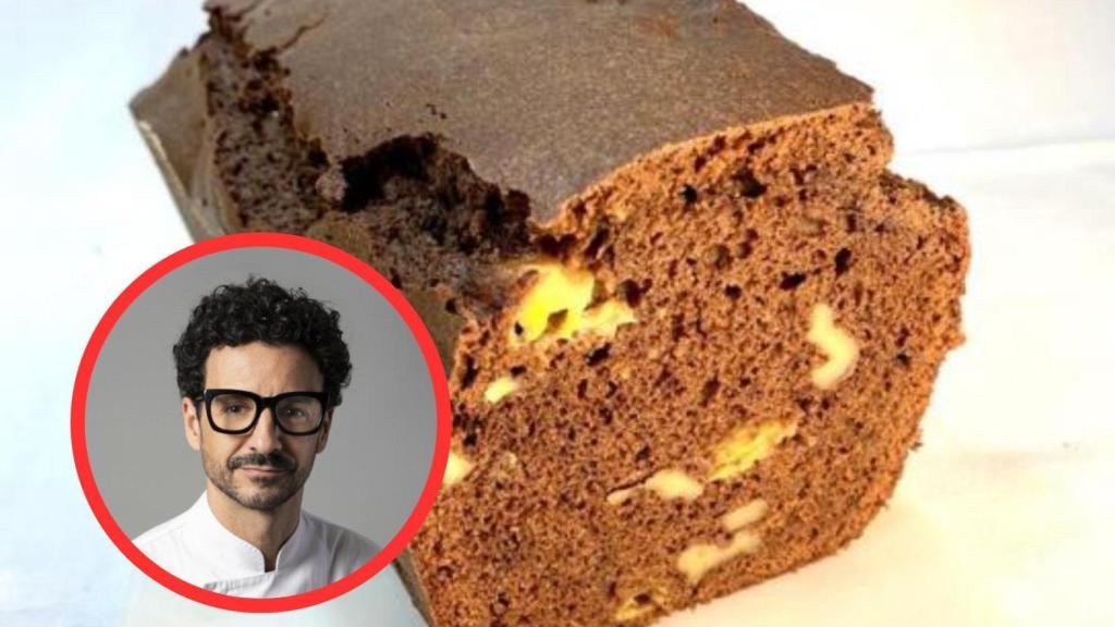 Fotomontaje Raül Balam y cake de chocolate y nueces