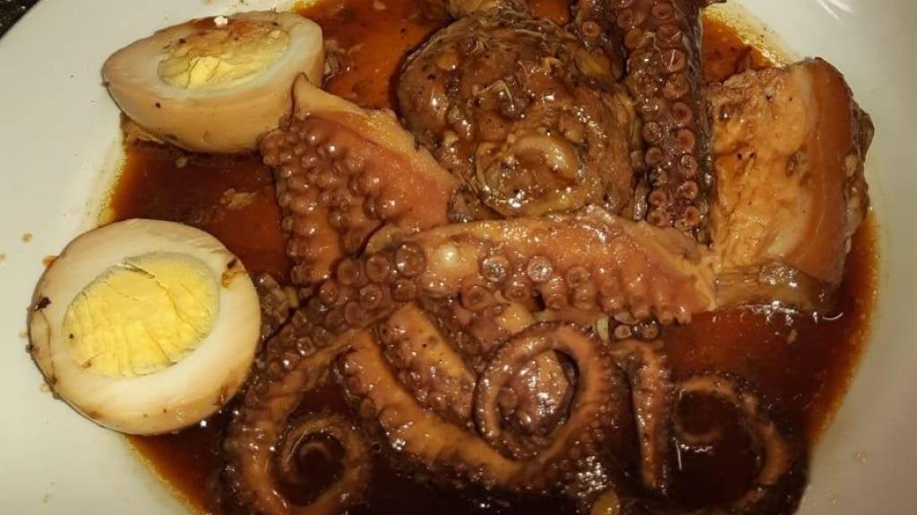 Plato de pulpo con panceta
