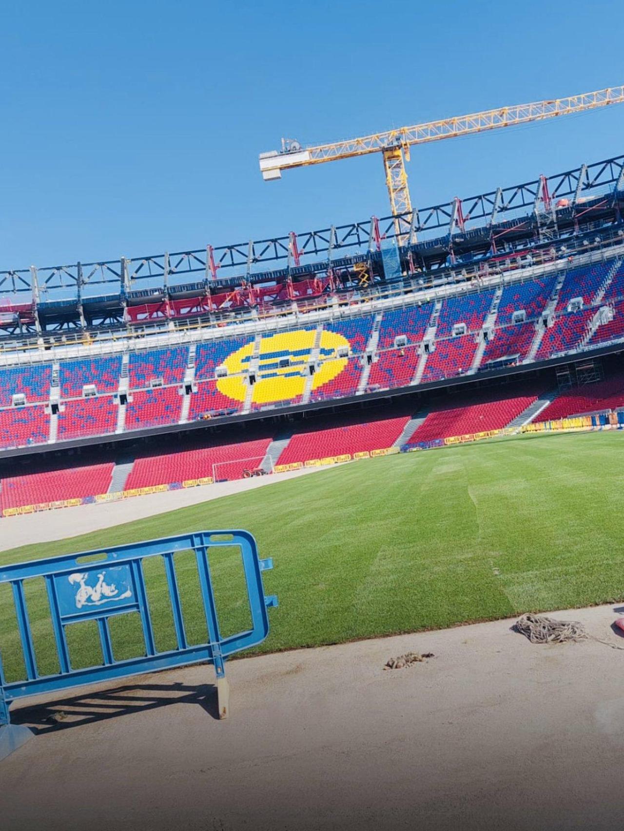 La instalación del césped en el nuevo Camp Nou