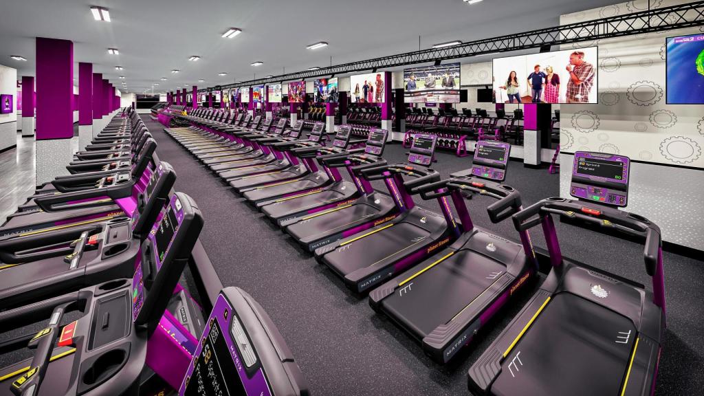 Render de la zona de màquines del Planet Fitness de Sant Joan Despí