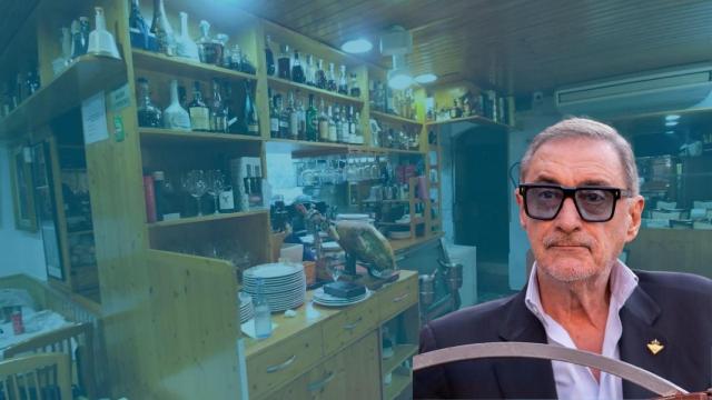 Montaje de Carlos Herrera con su restaurante favorito de fondo