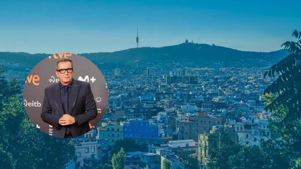 Montaje de Andreu Buenafuente y una imagen de Barcelona desde el aire