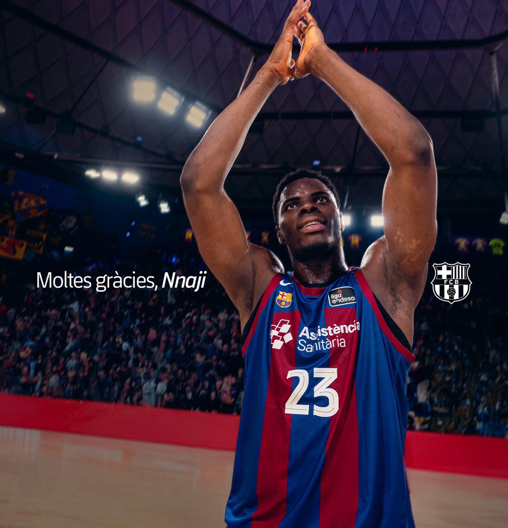 El Barça de basket se despide de James Nnaji, tras rescindir su contrato