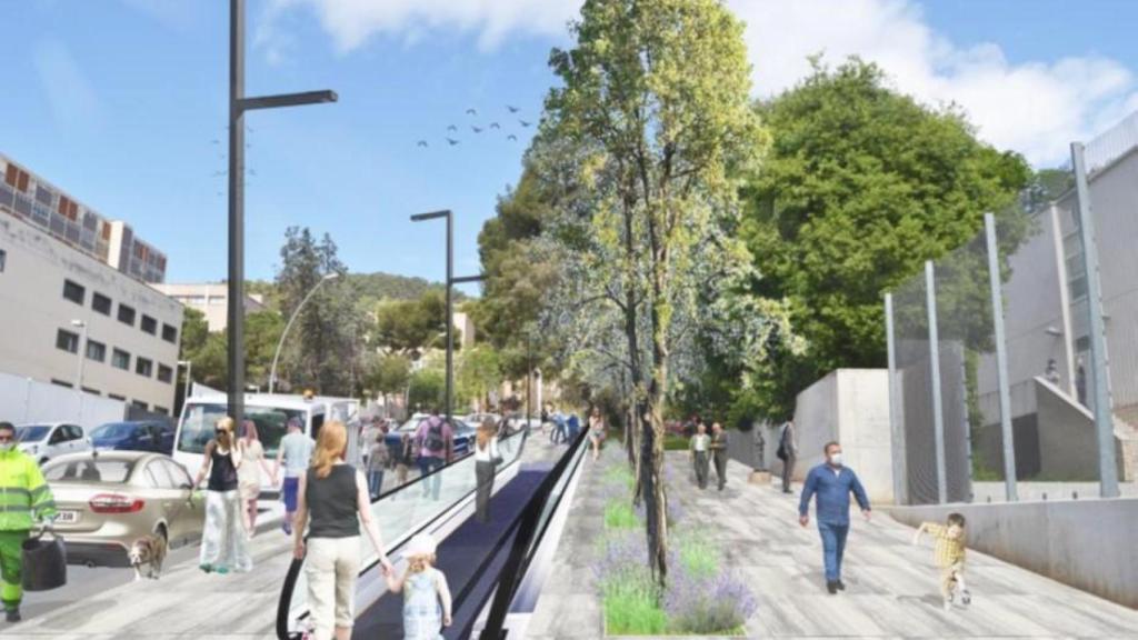 Render de una rampa mecánica en Montbau