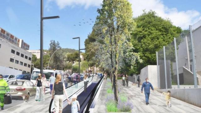 Render de una rampa mecánica en Montbau