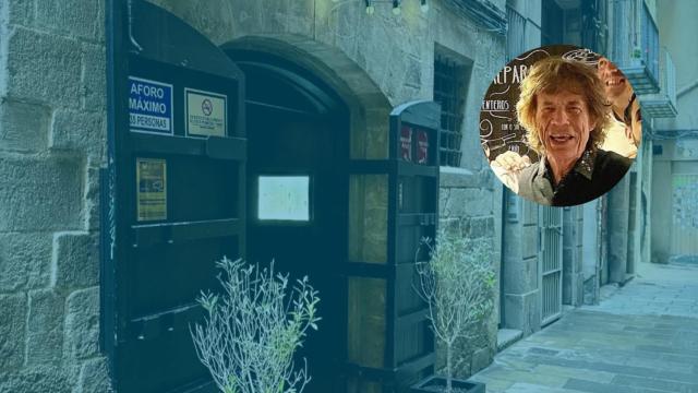 Montaje de Mick Jagger con el restaurante Estimar de Barcelona de fondo