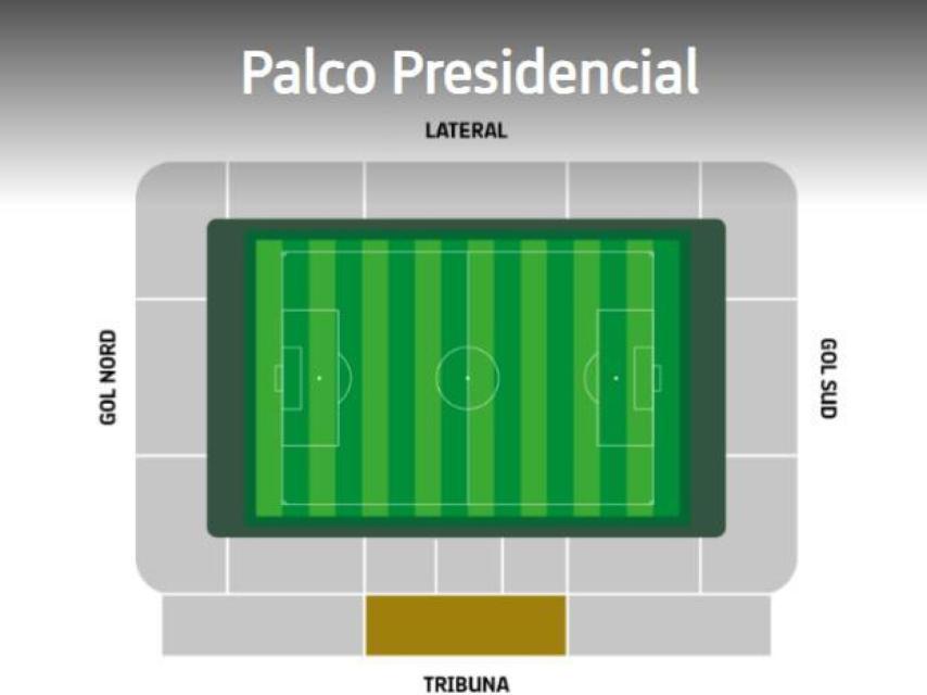 La ubicación del Palco Presidencial en el Estadi Johan Cruyff