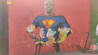 El mural vandalizado de Lamine Yamal en Barcelona