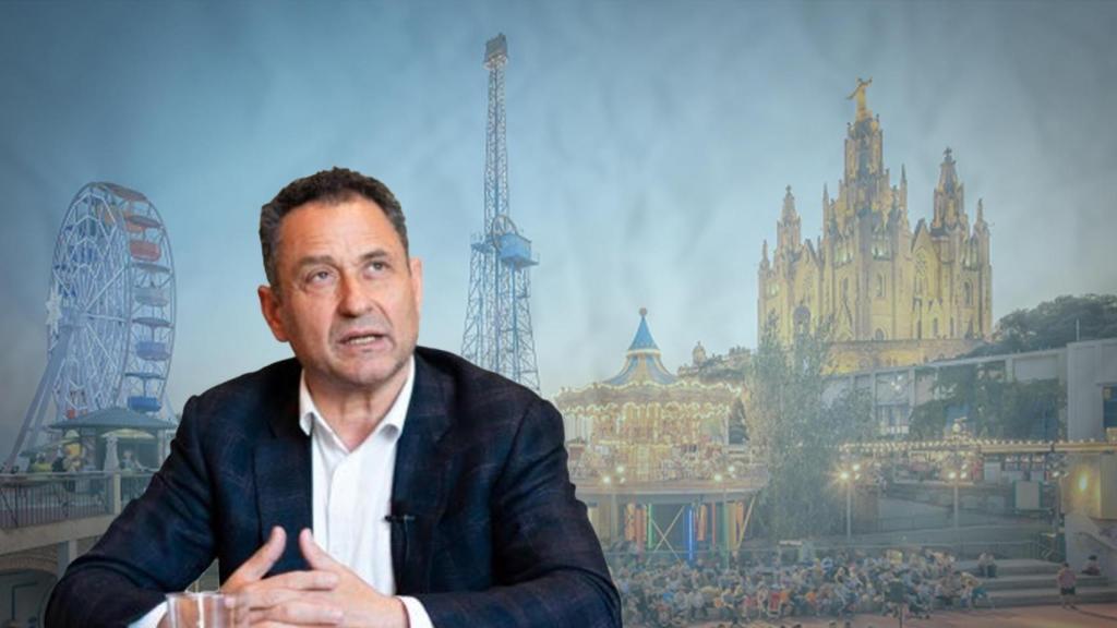 Fotomontaje del parque de atracciones Tibidabo y Enrique Tomás