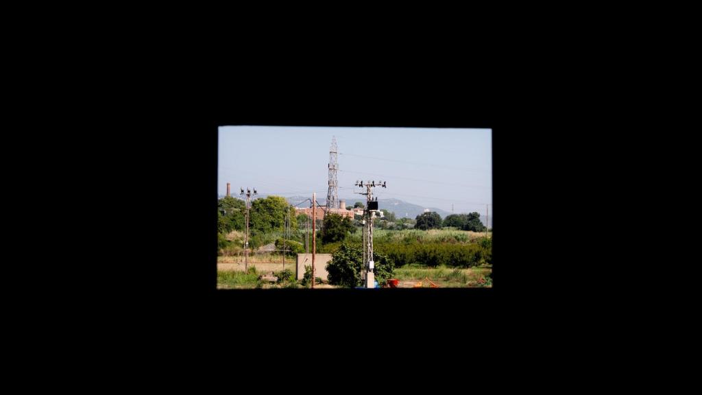 Vista des de l'interior de la masia al Parc Agrari del Baix Llobregat