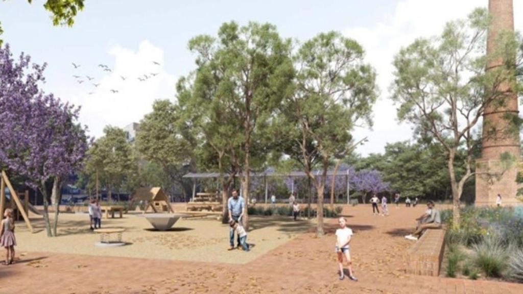 Render sobre la futura plaça de l'Olivereta del districte de Sants-Montjuïc de Barcelona