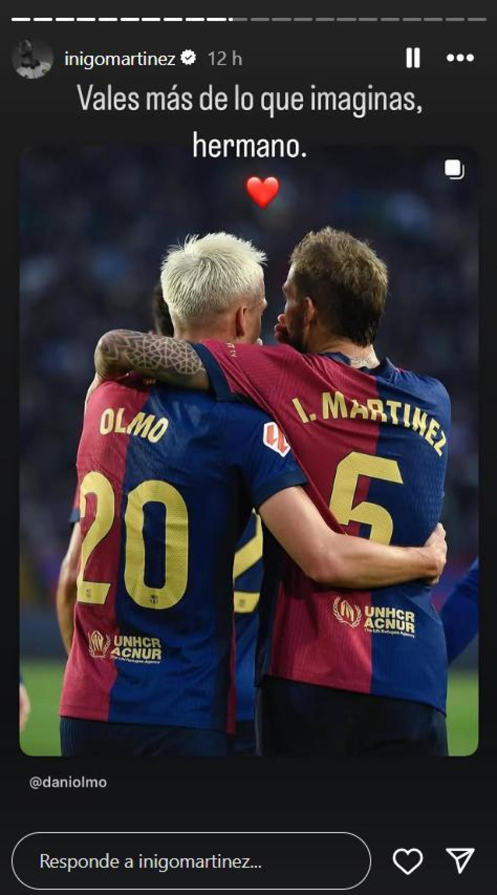Dani Olmo se despide de Iñigo Martínez en Instagram