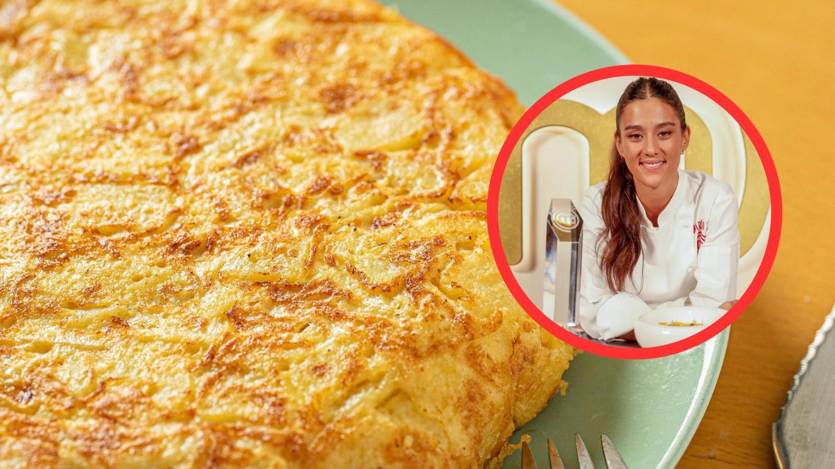 Fotomontaje de la chef María Lo e imagen de un plato de tortilla