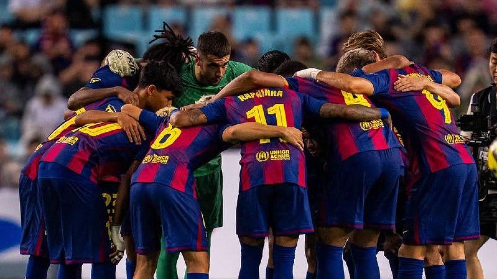 El equipo del Barça contra el Daegu FC