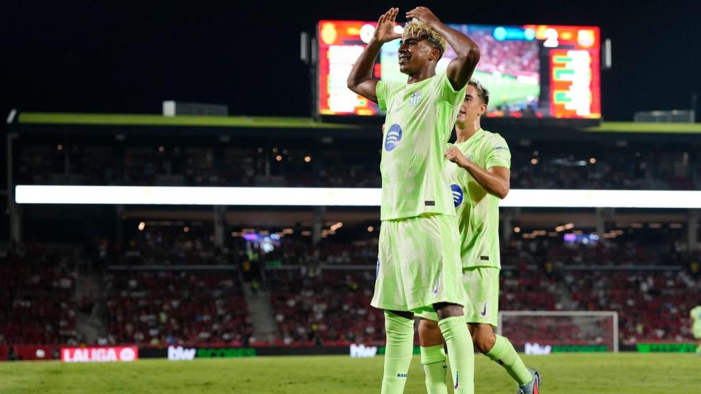 Lamine Yamal celebra su gol ante el Mallorca