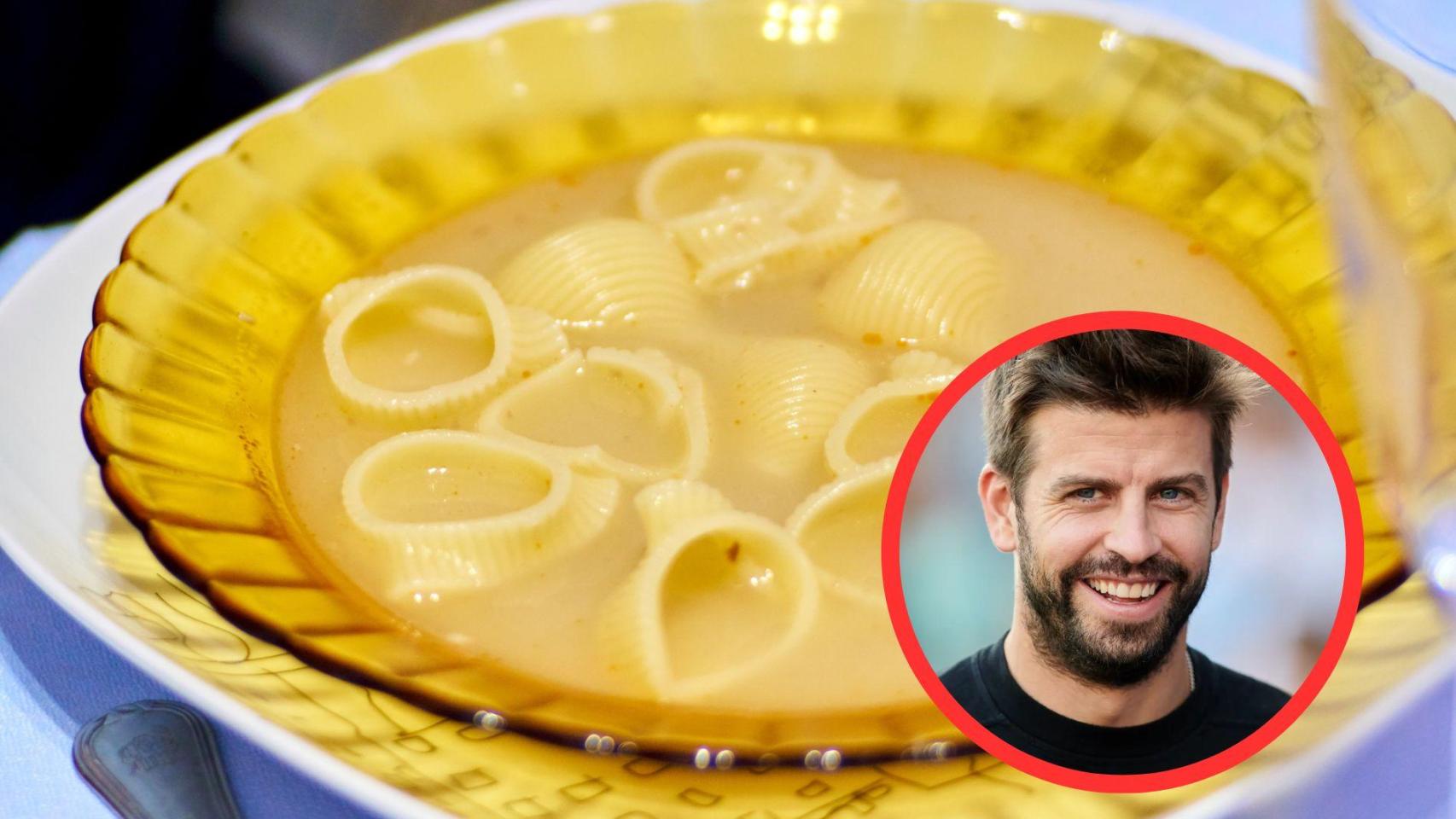 Fotomontaje Gerard Piqué y sopa de galets