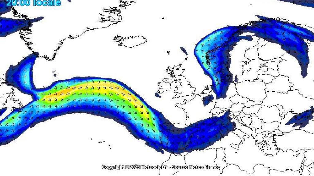 Mapa del Jet Stream para el día 1 de septiembre
