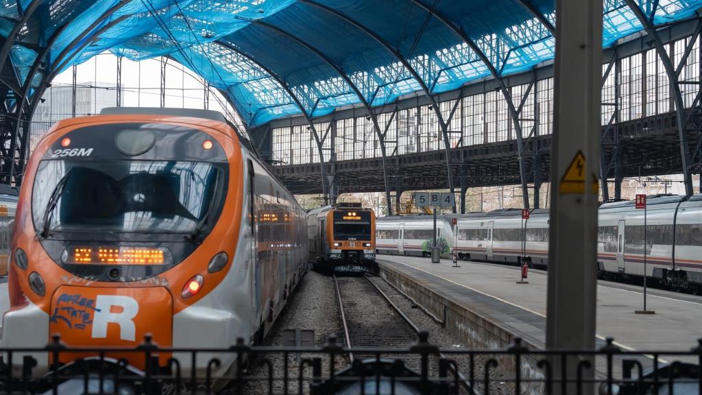 Varios trenes en la estación de Francia, donde opera Rodalies, a 21 de febrero de 2025, en Barcelona, Catalunya