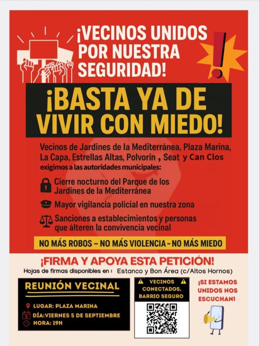 Cartel difundido por los vecinos de Sants-Montjuïc