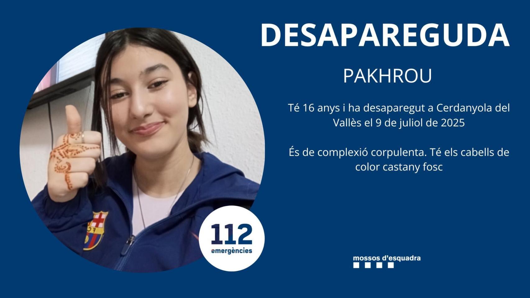Buscan a Pakhrou, una menor desaparecida en Cerdanyola del Vallès