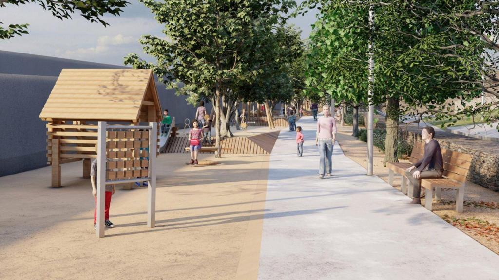 Imagen virtual del nuevo parque infantil que el AMB construirá en la Riera de Canyadó de Badalona