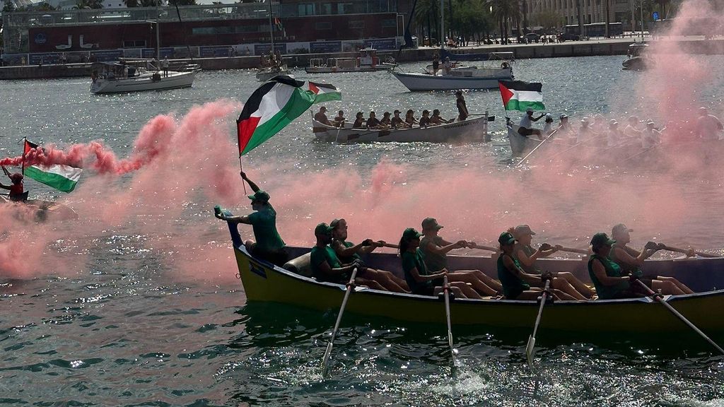 Imatge de la sortida de la flotilla el 31 d'agost de 2025 des del Port de Barcelona