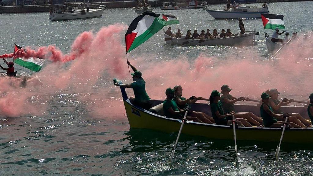 Imagen de la salida de la flotilla el 31 de agosto de 2025 desde el Puerto de Barcelona