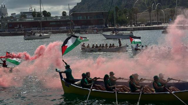Imagen de la salida de la flotilla el 31 de agosto de 2025 desde el Puerto de Barcelona