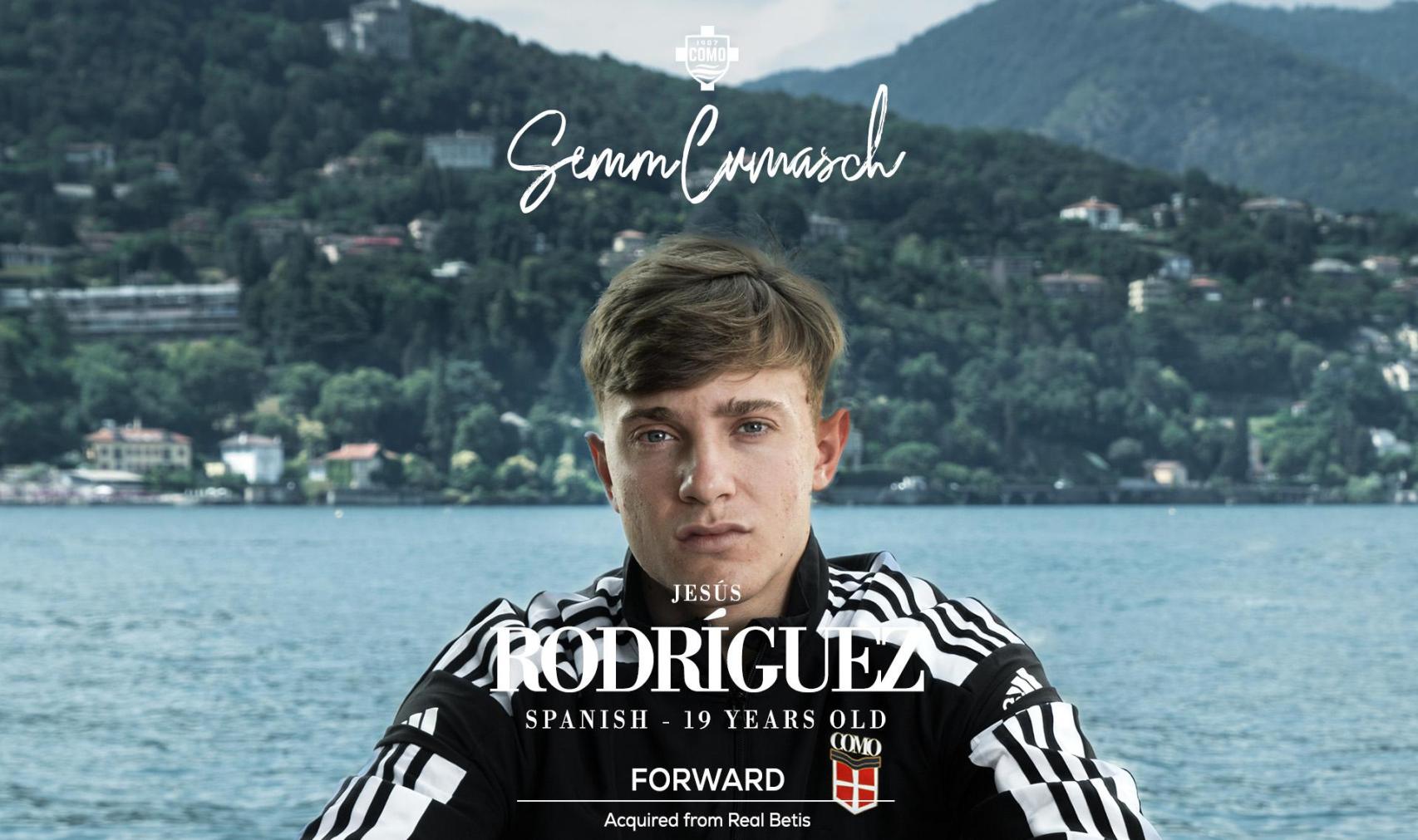 El Como 1907 anuncia el fichaje de Jesús Rodríguez, procedente del Real Betis