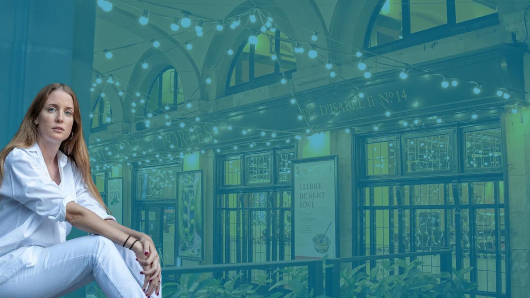 Fotomontaje de Leticia Sala y el restaurante 7 portes