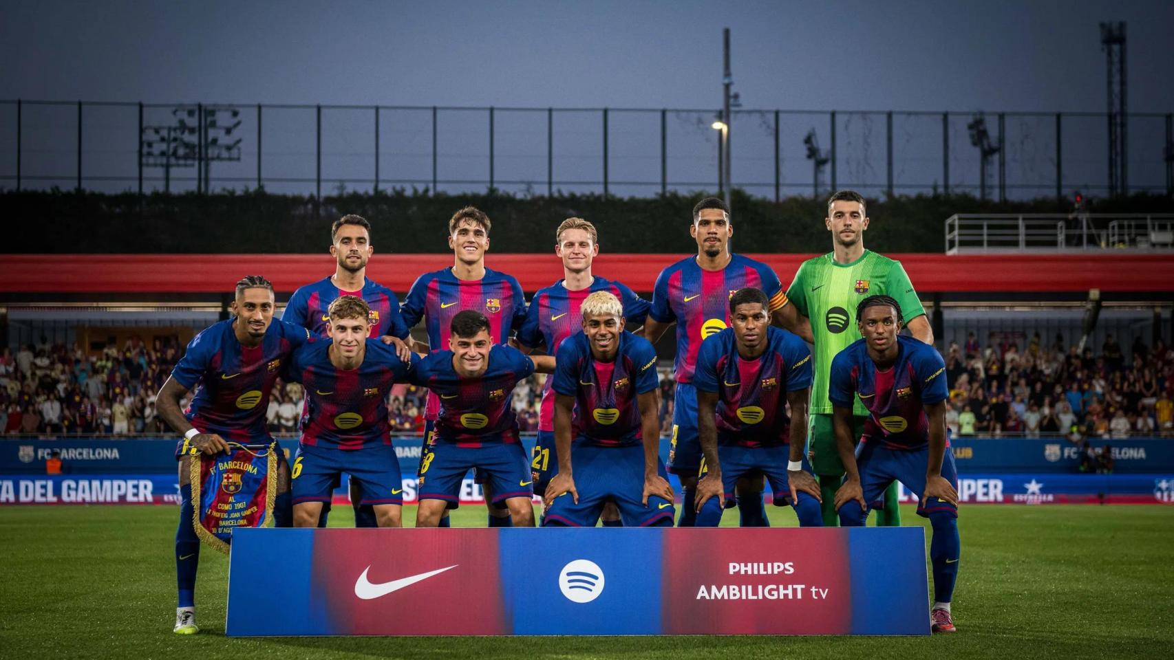 La alineación del Barça ante el Como, en el Gamper jugado en el Johan Cruyff