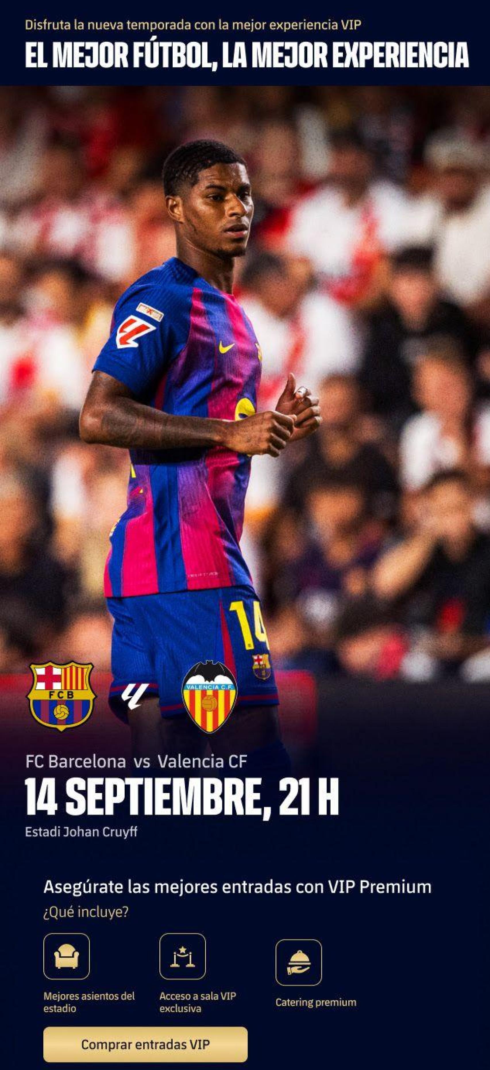 El Barça vende entradas Vip Premium para el partido contra el Valencia en el Estadi Johan Cruyff