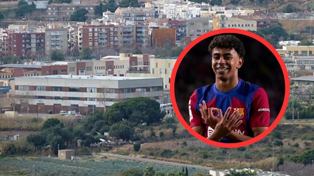 Fomontaje de Lamine Yamal y de una imagen del barrio donde creció