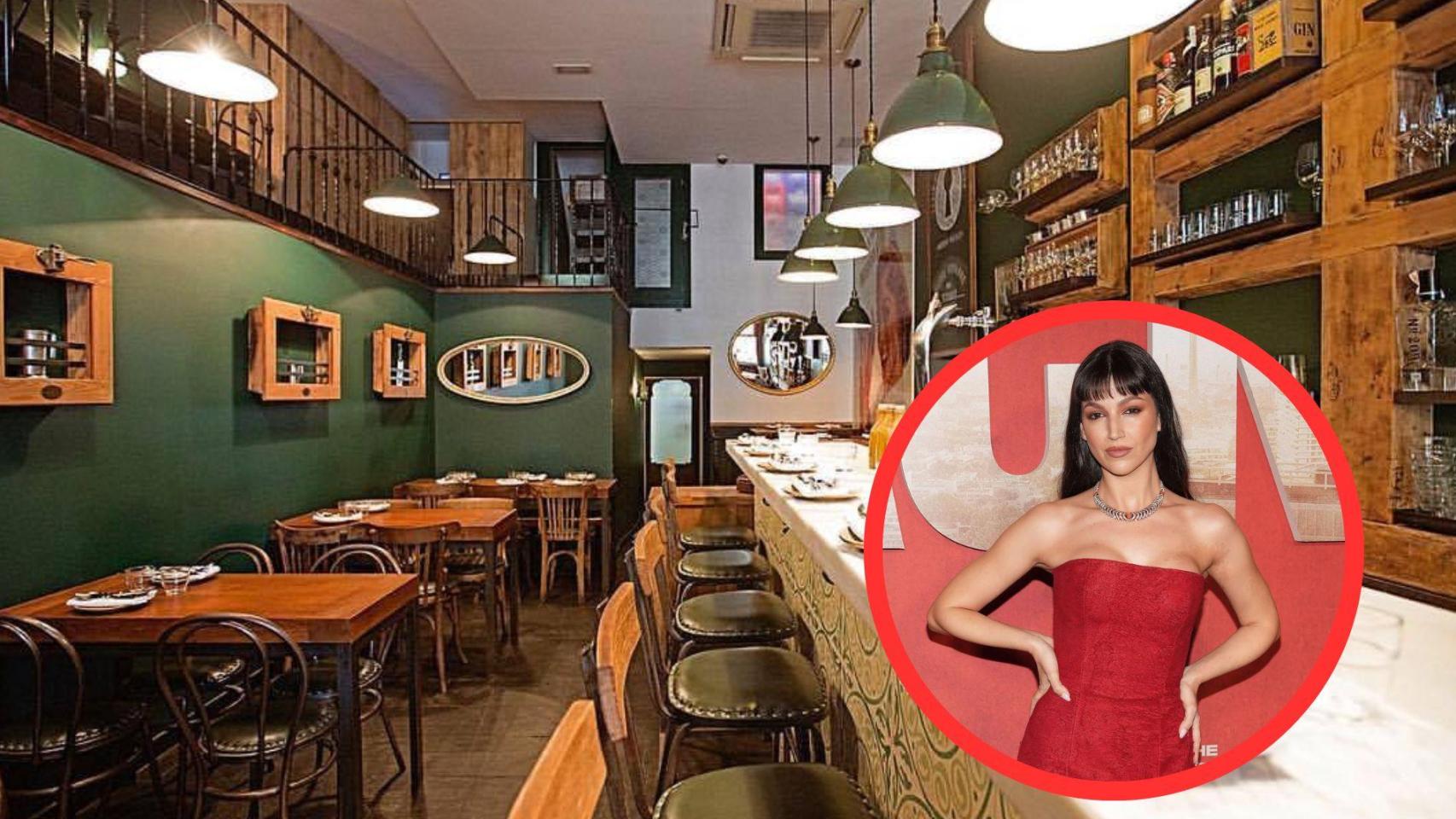 Fotomontaje Úrsula Corberó y restaurante Suculent