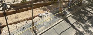 Muralla medieval descubierta por las obras de la Rambla