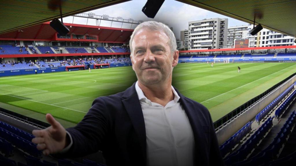 Hansi Flick en el Estadi Johan Cruyff en un montaje