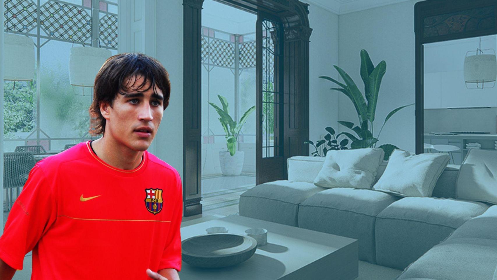 Montaje de Bojan Krkić con un piso minimalista de fondo