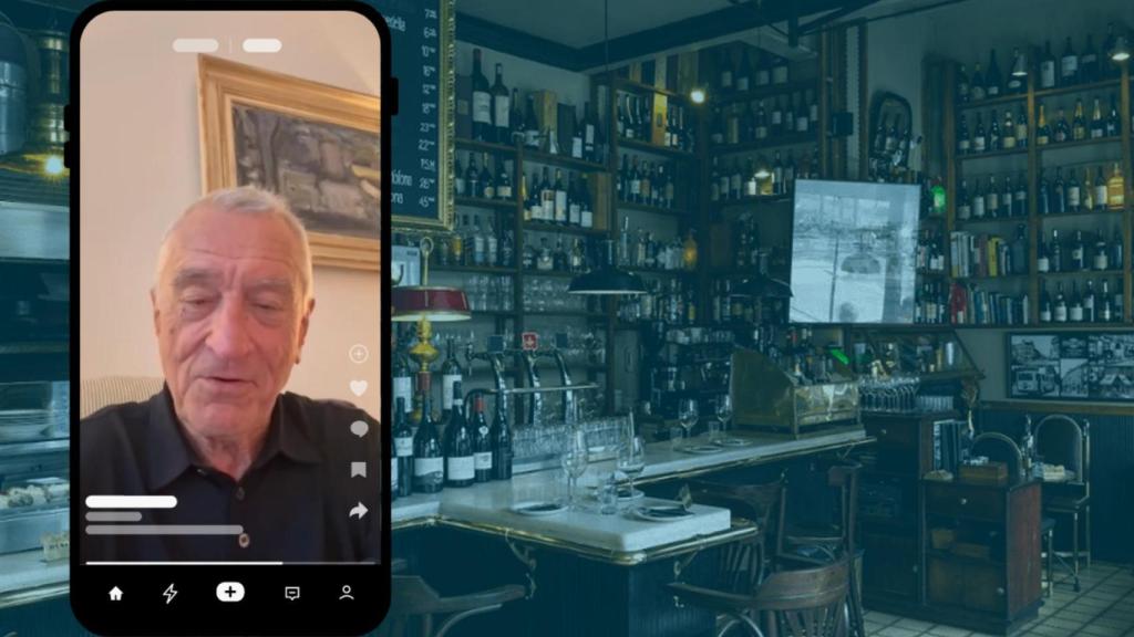 Fotomontaje de Robert De Niro con de fondo el Bar Mut